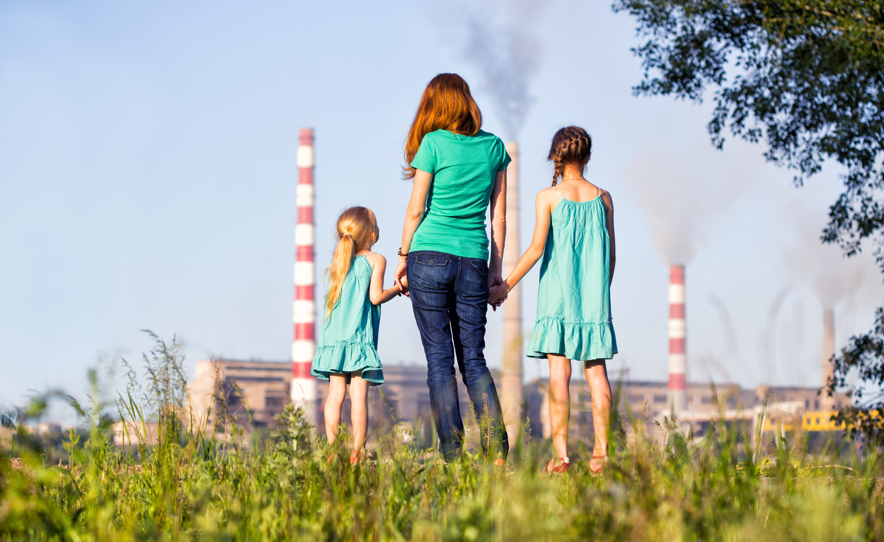 family standing outside