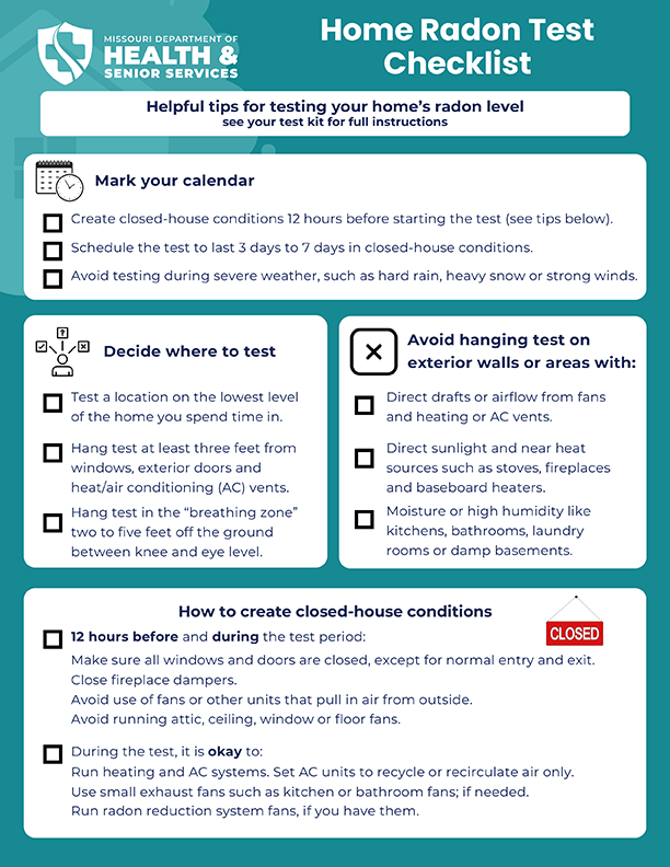 home radon test checklist page 1