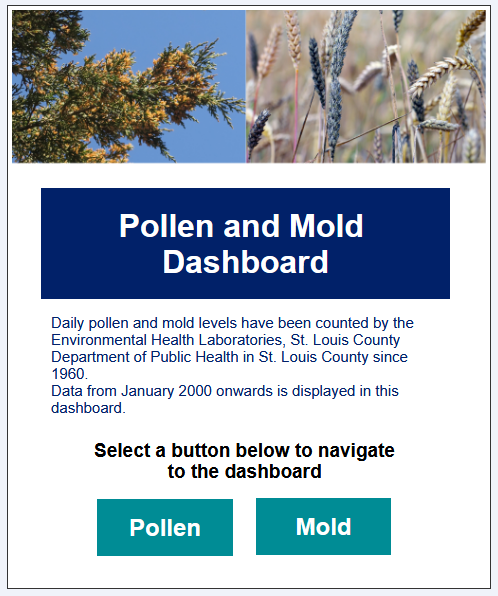 select to open pollen and mold dashboard
